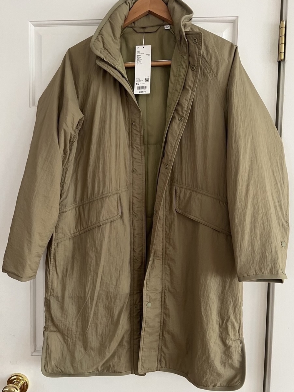 New UNIQLO Women's Olive Lightweight Long Coat Jacket XS